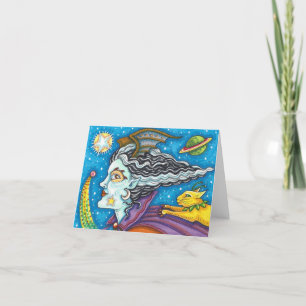 Carte SCI FI SPACE WITCH & COMET CAT HALLOWEEN Vide