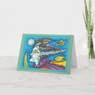 Carte SCI FI SPACE WITCH & COMET CAT HALLOWEEN Vide