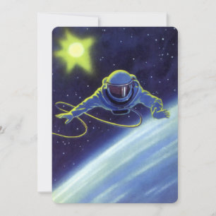 Carte Science-fiction vintage Astronaute en sortie extra