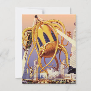 Carte Science-fiction vintage Guerre d'invasion Alien Pi