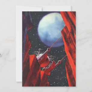 Carte Science-fiction vintage, rover lunaire de canyon s