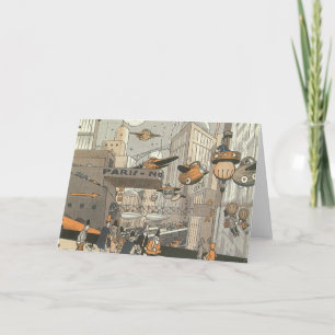 Carte Science-fiction vintage Urban Paris, Steam Punk