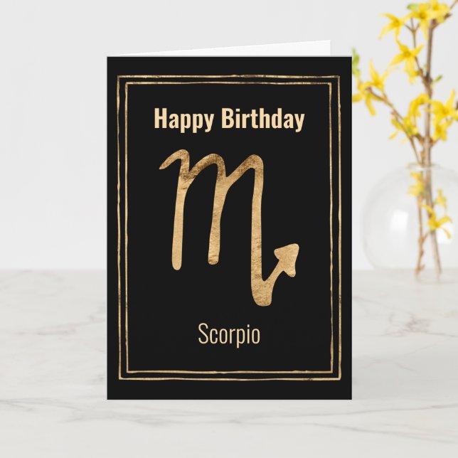 Carte Scorpio astrologie or zodiac Joyeux anniversaire (Fleur jaune)