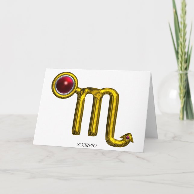 Carte SCORPIO Zodiac Anniversaire Grenade rouge (Devant)