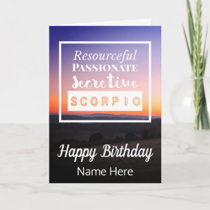Carte Scorpio Zodiac Caractéristiques amusantes Annivers