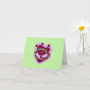 Carte Scorpio Zodiac Pastel Coeur Gâteau d'anniversaire