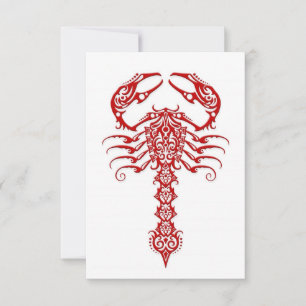 Carte Scorpion tribal rouge en blanc