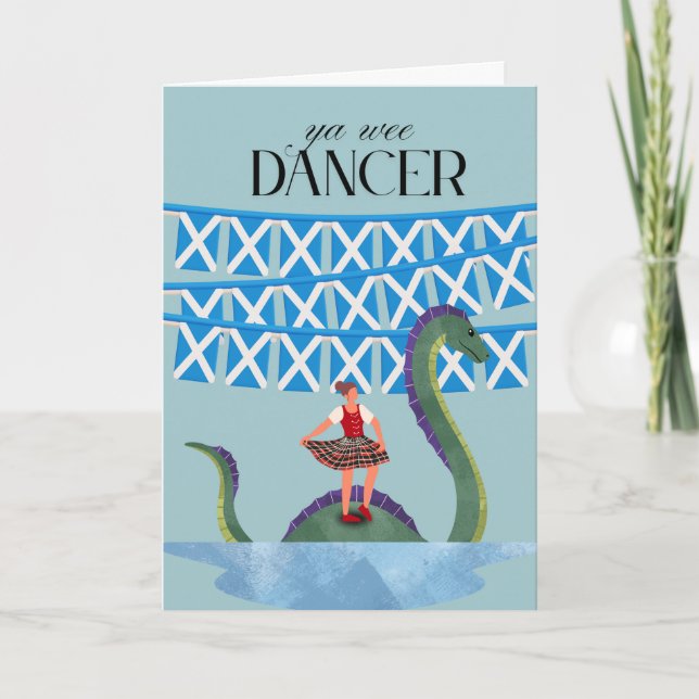 Carte Scots Gaelic Ya Wee Danseuse Tartan Girl Danser (Devant)