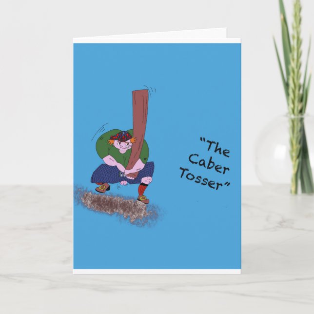 Carte Scottish Caber Tosser, Funny card. (Devant)