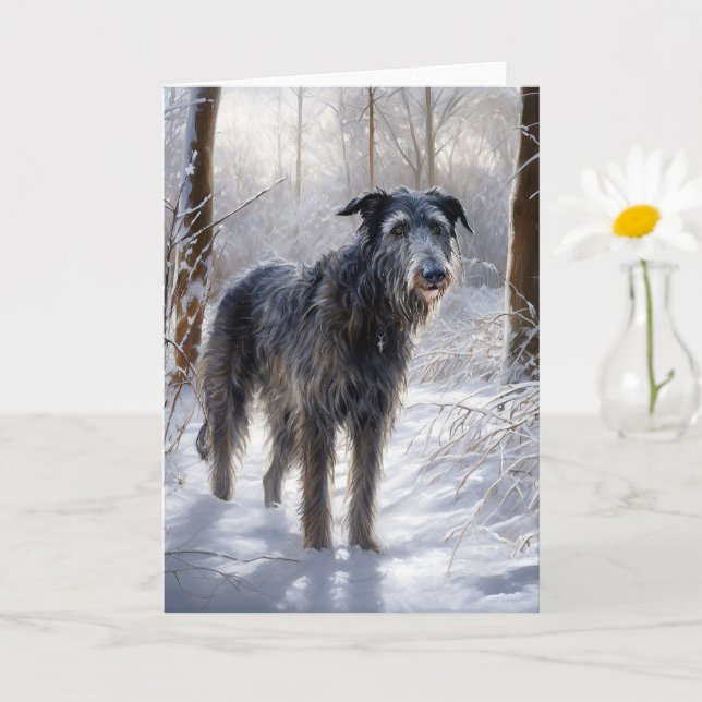Carte Scottish Deerhound Laissez-le neiger Noël (Petite plante)