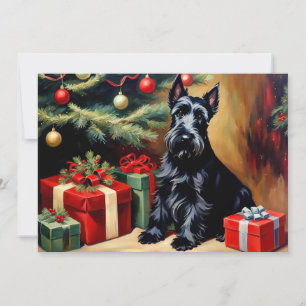 Carte Scottish Terrier à Noël