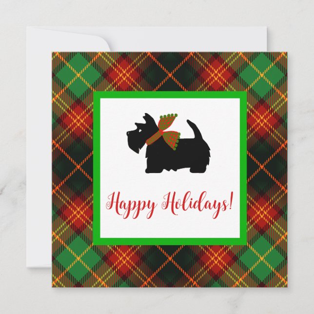 Carte Scottish Terrier Green Plaid (Devant)