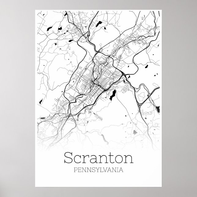 Carte Scranton - Pennsylvanie - Poster de carte de (Devant)