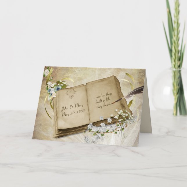 Carte Scrapbook mariage Anniversaire avec stylo (Devant)