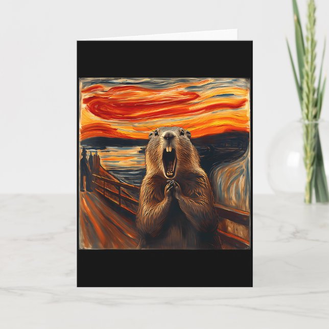 Carte Scream Groundhog Artistic Groundhog Day Funny Anim (Devant)