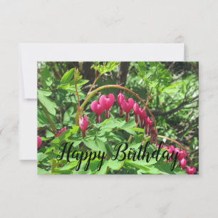 Carte Script d'anniversaire Coeurs saignants rose Fleur