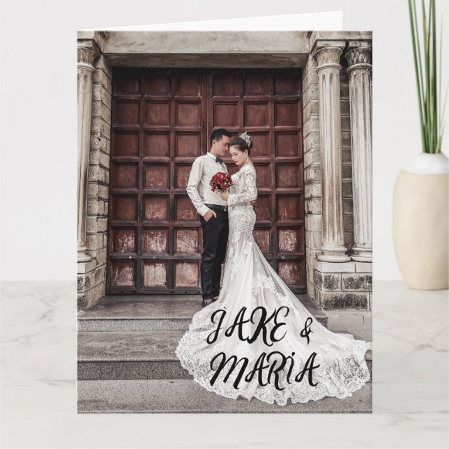 CARTE SCRIPT DE PHOTOGRAPHIE DE MARIAGE PERSONNALISÉ CAR (Devant)