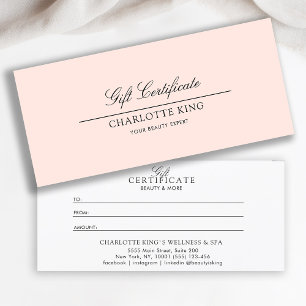Carte Script élégant   Certificat cadeau d'entreprise