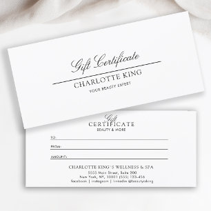 Carte Script élégant Certificat cadeau d'entreprise