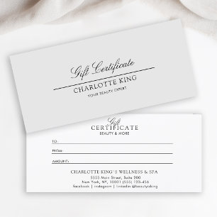 Carte Script élégant   Certificat cadeau d'entreprise