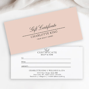 Carte Script élégant Certificat cadeau d'entreprise