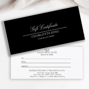 Carte Script élégant Certificat cadeau d'entreprise