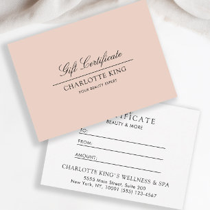 Carte Script élégant Certificat cadeau d'entreprise