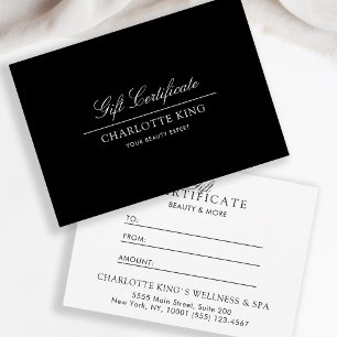 Carte Script élégant   Certificat cadeau d'entreprise
