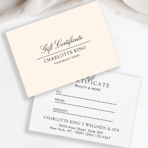 Carte Script élégant   Certificat cadeau d'entreprise