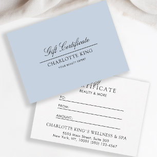 Carte Script élégant Certificat cadeau d'entreprise