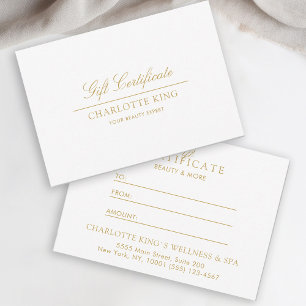 Carte Script élégant   Certificat cadeau d'entreprise
