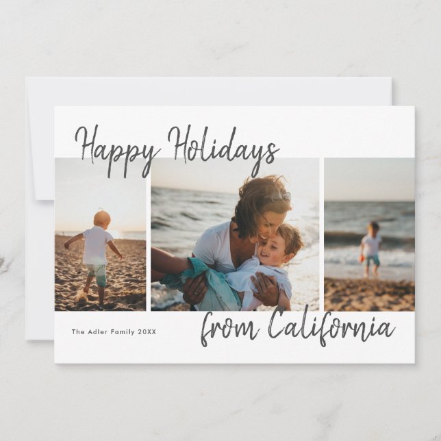 Carte Script Joyeuses Fêtes de Photo Vacances (Devant)