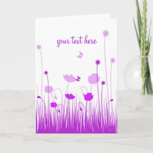 Carte Script minimal de purple et de pavot blanc