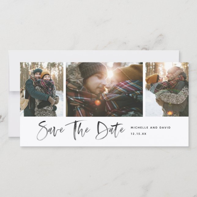 Carte Script Minimaliste Moderne Enregistrer La Date Pho (Devant)