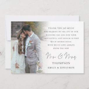 Carte Script moderne 6 Photos Mariage Merci