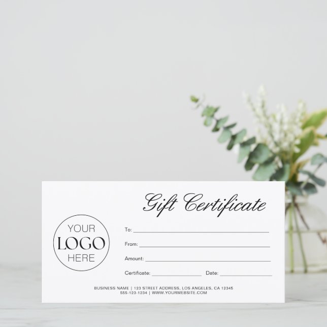 Carte Script moderne Certificat cadeau logo d'entreprise (Debout devant)