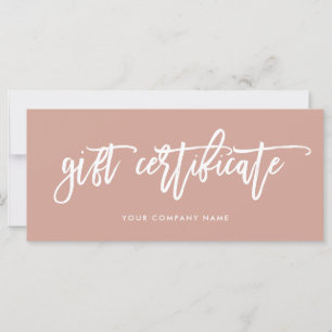 Carte Script moderne en terre cuite Certificat cadeau