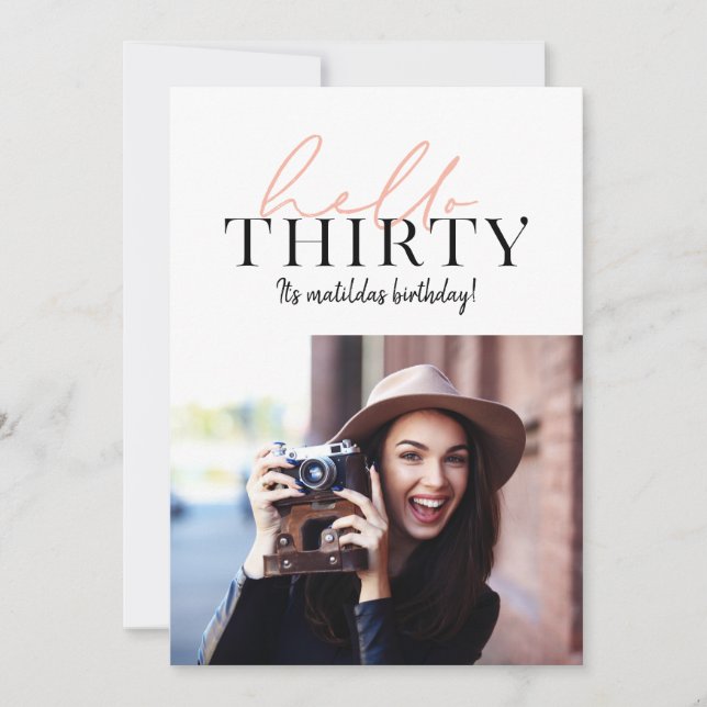 Carte Script moderne et photo géométrique 30e anniversai (Devant)