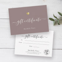 Script moderne Gold Heart Logo Certificat cadeau