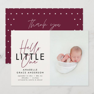 Carte Script moderne photo bonjour petit un