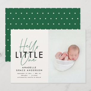 Carte Script moderne photo bonjour petite une naissance 