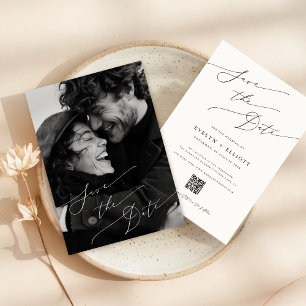 Carte Script romantique Photo Enregistrer la date Invita