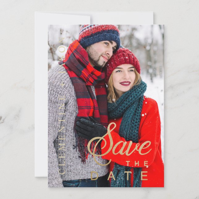 Carte Script Whimsical Couple Engagé Photo Personnalisé (Devant)