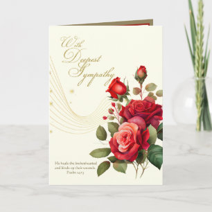 Carte Scripture Religieux Roses Rouges Sympathie Condolé