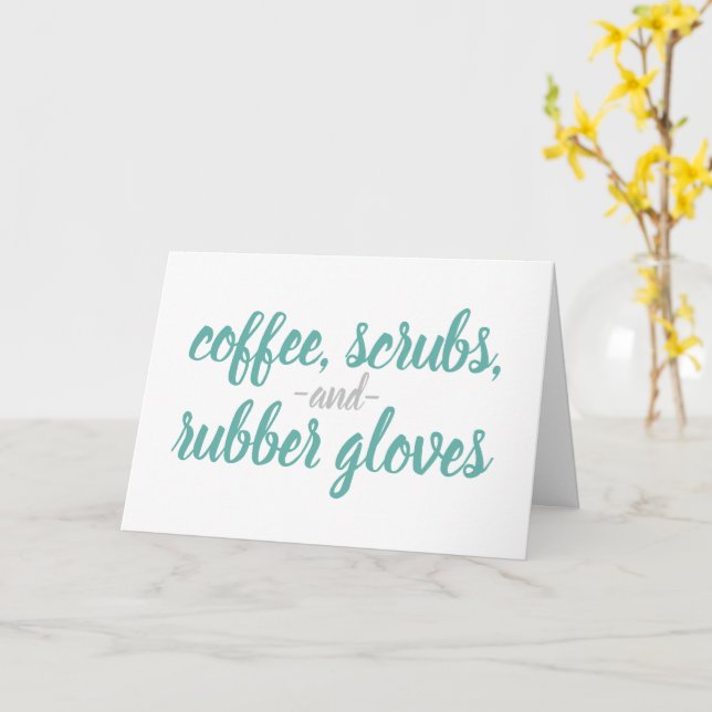 Carte Scrubs à café et gants en caoutchouc Nurse Life (Fleur jaune)