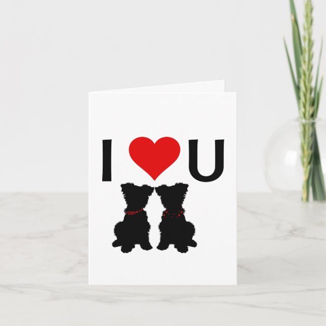 Carte Scruffy Mutts "I Love U" Folded Valentine's Card (Devant)