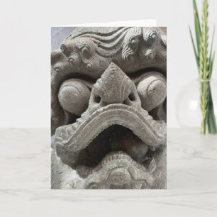 Carte Sculpture de roche en granit de chien Foo Dragon c