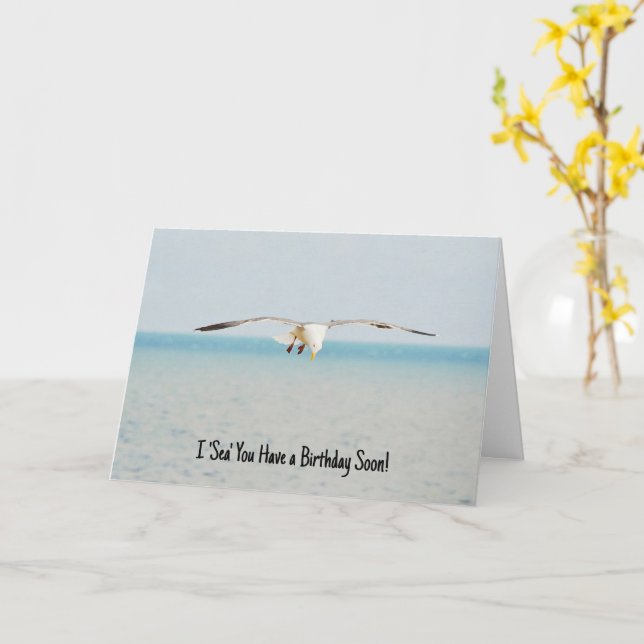 Carte Sea Gull Bird Art Ocean Anniversday Pun Card (Fleur jaune)