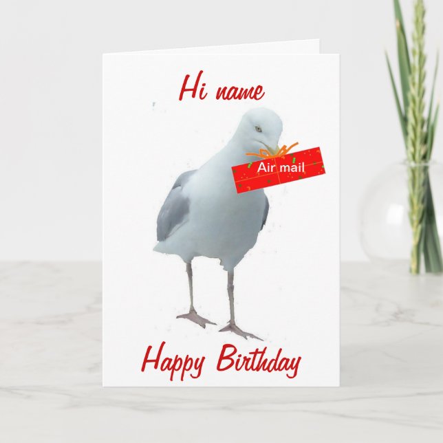 Carte Seagull Air Mail Anniversaire ajouter nom front (Devant)
