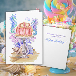 Carte Seahorse Cake Watercolor